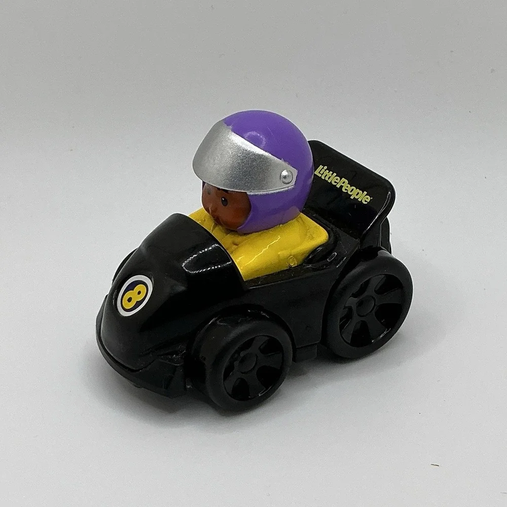 Fisher Price Little People Wheelies Michael in Black Race‎ Car #8 Replacement